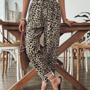 Vcay pantalones casuales y relajados con estampado de leopardo para mujer, para volver a la escuela para el uso diario, atuendos de otono, ir y venir, minimalista, oficina, dinero viejo, simple, ropa de maestro
