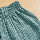 Essnce pantalones casuales de pernera ancha de 7/8 con textura y cintura anudada de unicolor para mujer