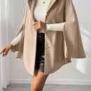 Prive poncho de abrigo con capucha y cuello de piel, de unicolor, de uso casual diario, para otono/invierno