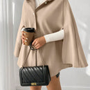 Prive poncho de abrigo con capucha y cuello de piel, de unicolor, de uso casual diario, para otono/invierno