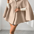 Prive poncho de abrigo con capucha y cuello de piel, de unicolor, de uso casual diario, para otono/invierno