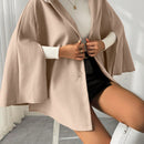 Prive poncho de abrigo con capucha y cuello de piel, de unicolor, de uso casual diario, para otono/invierno