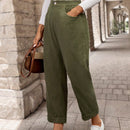 Emery rose pantalones casuales de unicolor de pana con bolsillo y forma conica para mujer, para otono