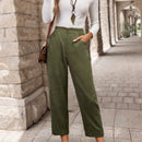 Emery rose pantalones casuales de unicolor de pana con bolsillo y forma conica para mujer, para otono