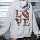 Ezwear sudadera informal tipo streetwear con lema, con corte holgado, estampado negro y rosa, para mujer, otono invierno
