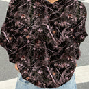 Muchic sudadera con capucha con estampado de leopardo minimalista informal, impreso en toda la prenda, otono invierno