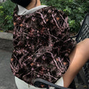 Muchic sudadera con capucha con estampado de leopardo minimalista informal, impreso en toda la prenda, otono invierno