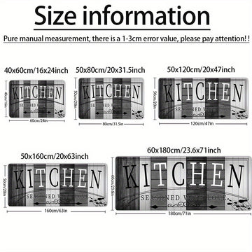 Tapete de cocina absorbente de impresión premium - Tapete de piso de poliéster duradero y antideslizante con diseño "KITCHEN", ideal para entrada, sala de lavandería, baño, pasillo, sala de estar, decoración de dormitorio, tapete de sala de lavandería |