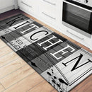 Tapete de cocina absorbente de impresión premium - Tapete de piso de poliéster duradero y antideslizante con diseño "KITCHEN", ideal para entrada, sala de lavandería, baño, pasillo, sala de estar, decoración de dormitorio, tapete de sala de lavandería |