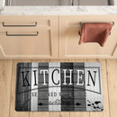 Tapete de cocina absorbente de impresión premium - Tapete de piso de poliéster duradero y antideslizante con diseño "KITCHEN", ideal para entrada, sala de lavandería, baño, pasillo, sala de estar, decoración de dormitorio, tapete de sala de lavandería |