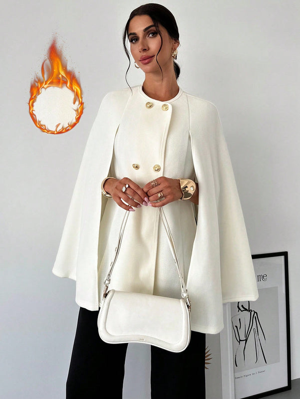 Prive capa/poncho sobrecapa de unicolor elegante y minimalista de color albaricoque para mujer