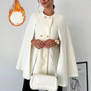 Prive cardigan tipo poncho de color albaricoque solido y elegante, abrigo minimalista para mujer