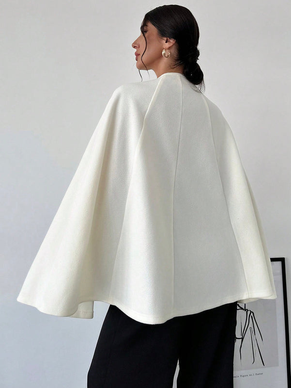Prive capa/poncho sobrecapa de unicolor elegante y minimalista de color albaricoque para mujer
