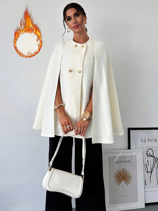 Prive capa/poncho sobrecapa de unicolor elegante y minimalista de color albaricoque para mujer