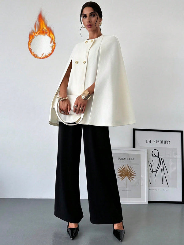 Prive capa/poncho sobrecapa de unicolor elegante y minimalista de color albaricoque para mujer