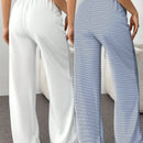 Ezwear pantalones casuales de pierna recta para mujer, pantalones holgados con rayas para el hogar