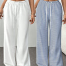 Ezwear pantalones casuales de pierna recta para mujer, pantalones holgados con rayas para el hogar
