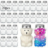 Conjunto de 20 tarros de plástico en forma de osito con tapas de aluminio selladas - Recipientes a prueba de humedad, compactos y portátiles para dulces, té, bebidas, regalos y detalles para fiestas - No se necesita electricidad