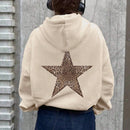 Ezwear sudadera con capucha de felpa con estampado de leopardo y estrella, otono/invierno
