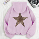 Ezwear sudadera con capucha de felpa con estampado de leopardo y estrella, otono/invierno
