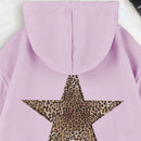 Ezwear sudadera con capucha estampada con estampado de leopardo y pentagrama regular