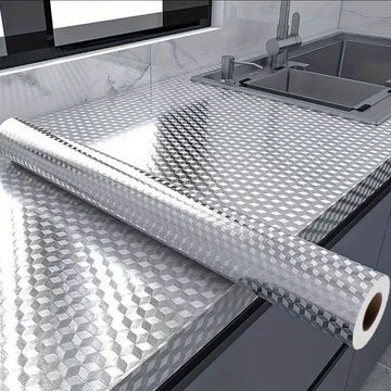 Adhesivo de Aluminio Fácil de Limpiar y Papel Autoadhesivo Removible para Encimeras y Gabinetes