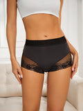 1 pieza braguitas de confort talla grande para mujer, encaje sexy bordado de malla transparente, transpirable y de secado rapido, que levanta el gluteo y afila el abdomen