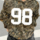 Muchic sudadera con capucha con estampado de leopardo minimalista informal, impreso en toda la prenda, otono invierno