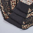 Juego de 4 bragas con encaje y saten sin costuras, diseno de estampado de leopardo con tira cruzada en la cintura y borde de encaje en forma de triangulo para mujer