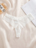 1 pieza tanga de encaje blanco, lenceria comoda para damas