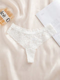 1 pieza tanga de encaje blanco, lenceria comoda para damas