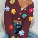 Essnce cardigan informal de mujer con botones delanteros y estampado de flores, apropiado para el uso diario en otono/invierno