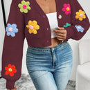 Essnce cardigan informal de mujer con botones delanteros y estampado de flores, apropiado para el uso diario en otono/invierno