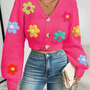 Essnce cardigan informal de mujer con botones delanteros y estampado de flores, apropiado para el uso diario en otono/invierno
