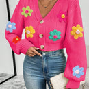 Essnce 1 pieza cardigan casual de manga larga con botones al frente y bordado floral