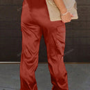 Pantalones cargo de mujer con bolsillo con solapa, cordon y cintura elastica