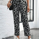 Lune pantalones elegantes de talle alto y largo con estampado de leopardo vintage, de uso casual y para la oficina, con tobillo entallado