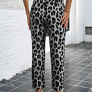 Lune pantalones elegantes de talle alto y largo con estampado de leopardo vintage, de uso casual y para la oficina, con tobillo entallado