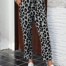 Lune pantalones elegantes de talle alto y largo con estampado de leopardo vintage, de uso casual y para la oficina, con tobillo entallado