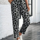 Lune pantalones elegantes de talle alto y largo con estampado de leopardo vintage, de uso casual y para la oficina, con tobillo entallado