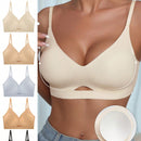 5 piezas/set de sujetadores inalambricos de unicolor sin costuras y de encaje hueco para mujeres