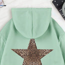 Ezwear sudadera con capucha de felpa con estampado de leopardo y estrella, otono/invierno