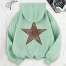 Ezwear sudadera con capucha de felpa con estampado de leopardo y estrella, otono/invierno