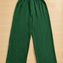 Essnce pantalones casuales de pernera ancha de 7/8 con textura y cintura anudada de unicolor para mujer