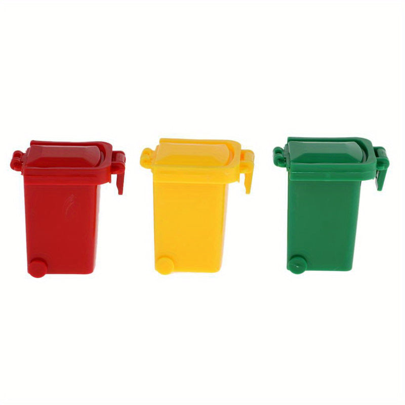 Juego de Papeleas Miniatura para Edades 14+ - Contenedores de plástico multipropósito e impermeables con cierres únicos, Juego de 3, Incluye papeleas rojas, amarillas y verdes con calcomanías de reciclaje y orden.