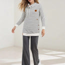 Sudadera con capucha a rayas para mujer con bolsillo con sombrero, sudadera de felpa bordada, mujer, otono e invierno, engrosada