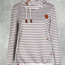 Sudadera con capucha a rayas para mujer con bolsillo con sombrero, sudadera de felpa bordada, mujer, otono e invierno, engrosada