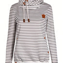 Sudadera con capucha a rayas para mujer con bolsillo con sombrero, sudadera de felpa bordada, mujer, otono e invierno, engrosada