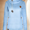 Sudadera con capucha a rayas para mujer con bolsillo con sombrero, sudadera de felpa bordada, mujer, otono e invierno, engrosada