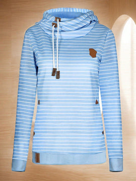 Sudadera con capucha a rayas para mujer con bolsillo con sombrero, sudadera de felpa bordada, mujer, otono e invierno, engrosada